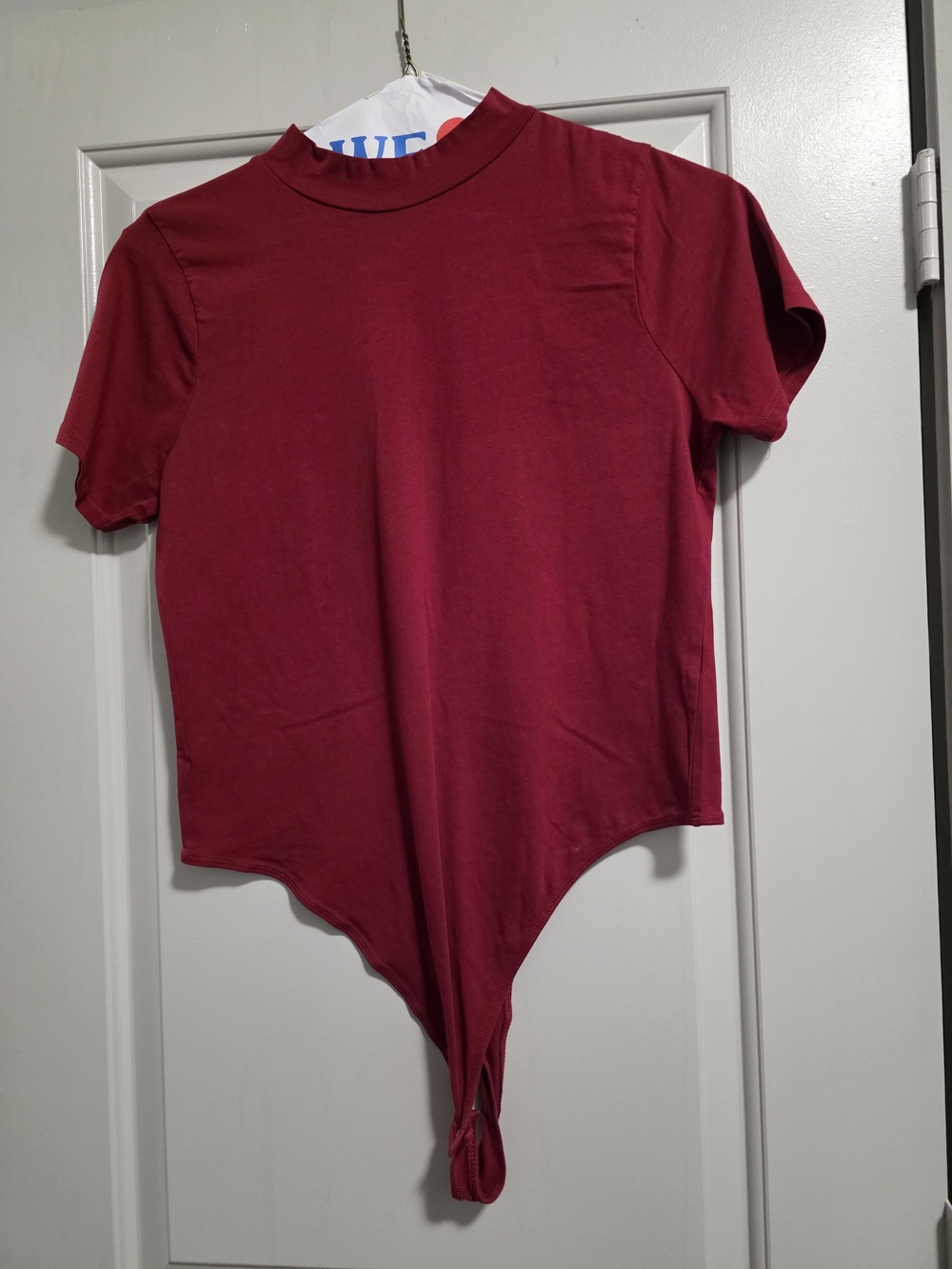 Fashion Nova Red Short Sleeve Mock Neck Bodysuit